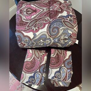 Main Street Full Paisley Boho Regal Comforter 2 Shams Blue, Burgundy, and Pink